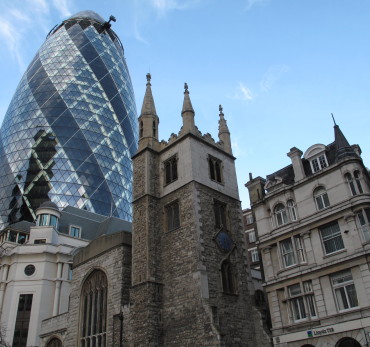 City of London - 30 St Mary Axe known as the The Gherkin. Photo Credit: ©Nigel Rundstrom.