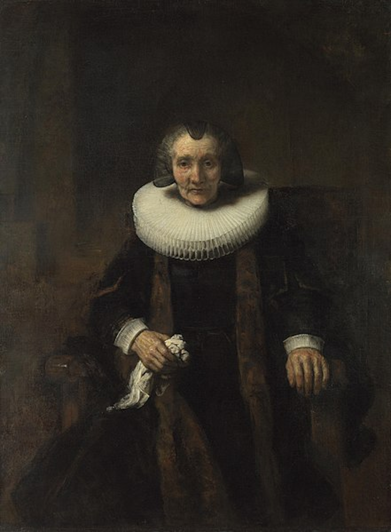 Margaretha de Geer, wife of Jacob Trip, by Rembrandt van Rijn, c 1616, the National Gallery, London. Public Domain.