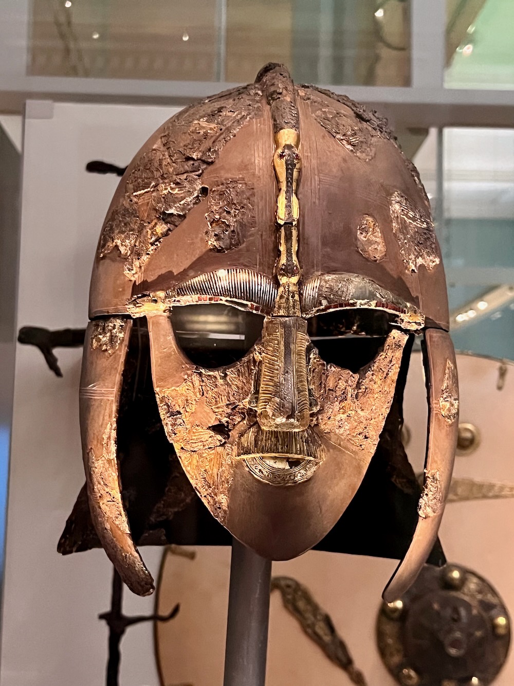 Original Sutton Hoo Helmet at British Museum. Photo Credit: © Ursula Petula Barzey.