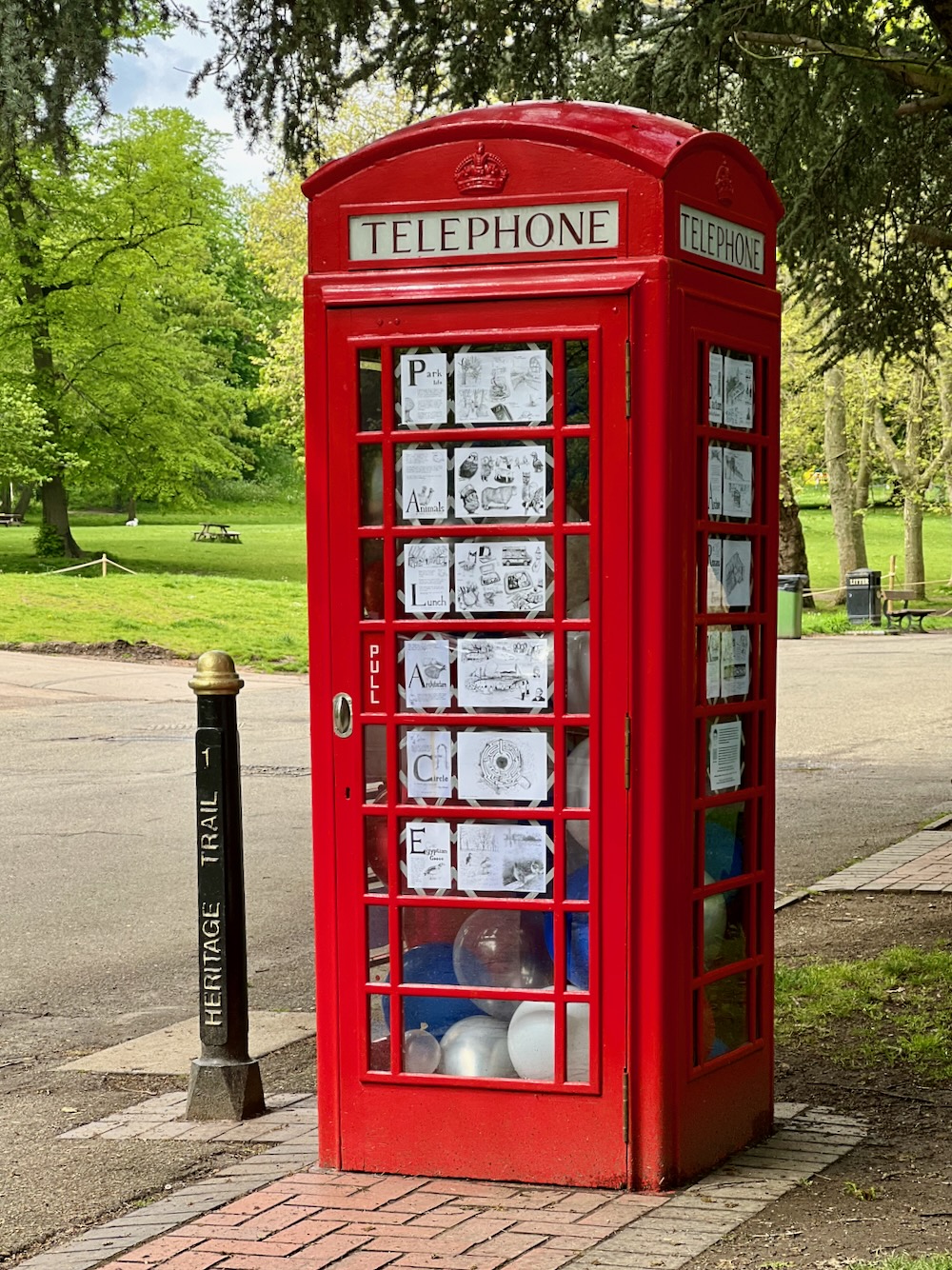 Red Telephone Box in Crystal Palace Park. Photo Credit: © Ursula Petula Barzey.